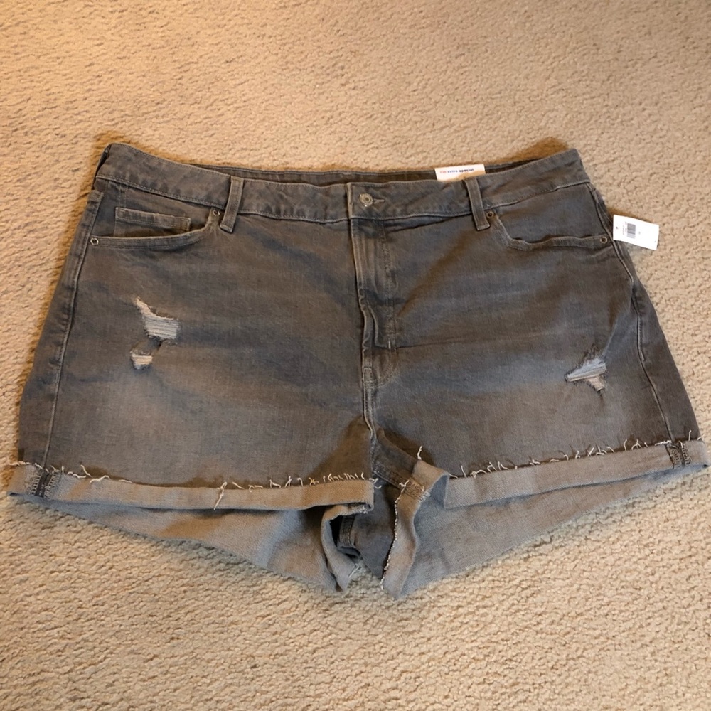 Gray Distressed Old Navy O.G. Straight Shorts